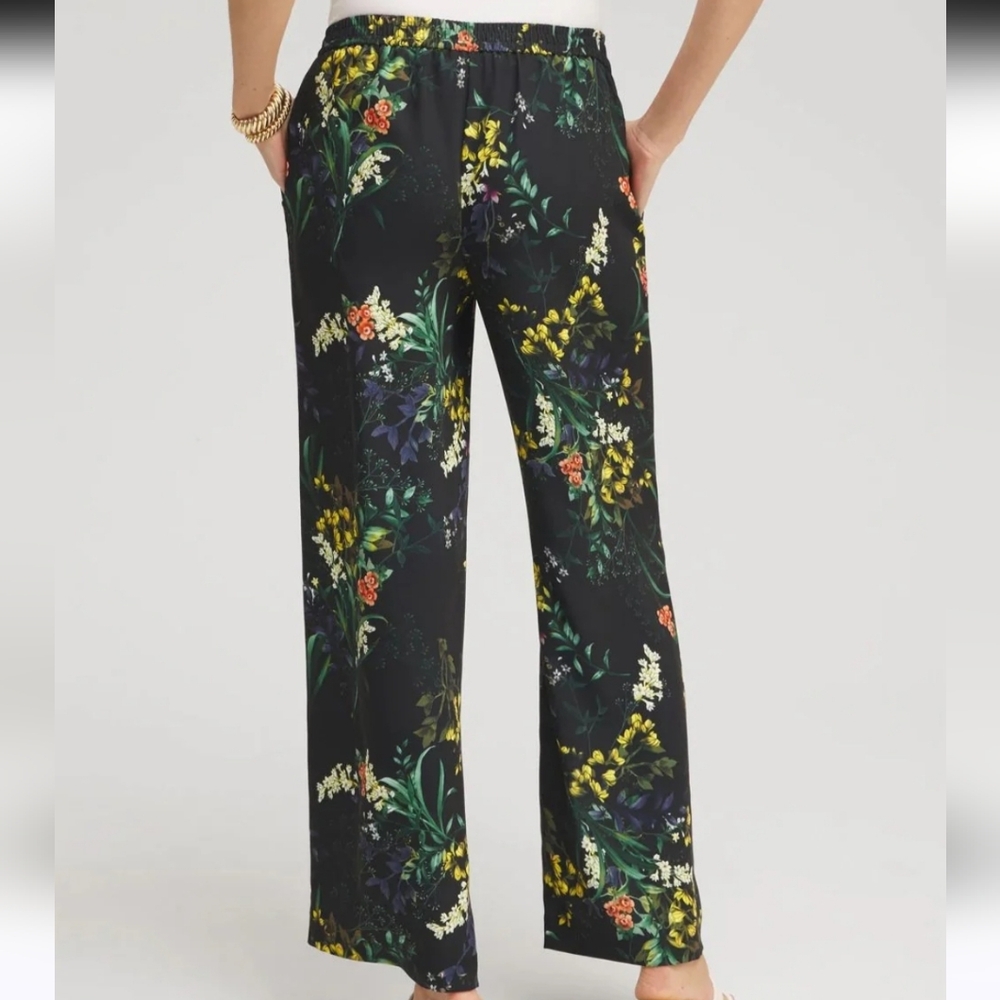 Chico's Floral Wide Leg Soft Pants Wildflower Print Pull On Lightweight 0.5 6 - Picture 3 of 9